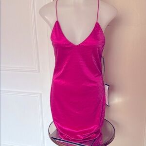 City Studio Fuchsia Satin Mini Dress